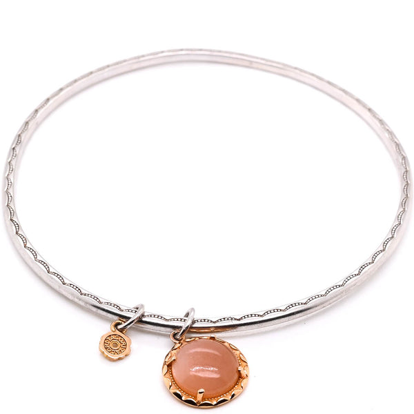 graziella Tacori Sterling Silver 18KT Rose Gold Moon stone Bangle