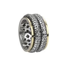 graziella Timeless Meditation Ring. Sterling Silver 10KT Yellow Gold and C.Z
