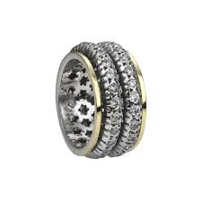 graziella Timeless Meditation Ring. Sterling Silver 10KT Yellow Gold and C.Z. Size 9
