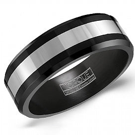 graziella Torque Black Ceramic & Tungsten Wedding Band