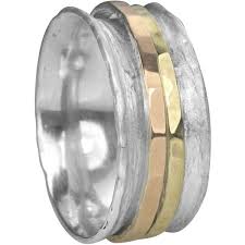 graziella Touch Meditation Ring. Sterling Silver and 9KT Yellow and Rose Gold. Size 7