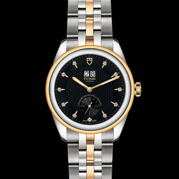 Graziella Tudor Glamour Double Date Watch - M57103-0004- 42mm Steel Case Diamond Set Dial