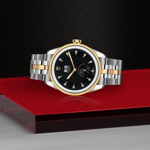 Graziella Tudor Glamour Double Date Watch - M57103-0004- 42mm Steel Case Diamond Set Dial