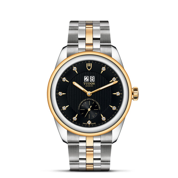 graziella Tudor Glamour Double Date Watch - M57103-0004- 42mm steel case diamond set dial