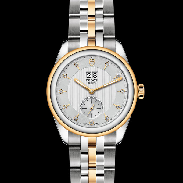 Graziella Tudor Glamour Double Date Watch - M57103-0005 - 42mm Steel Case Diamond Set Dial