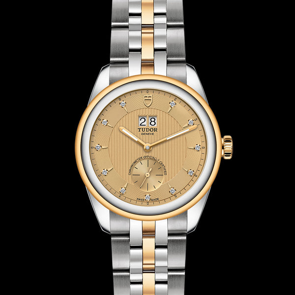 Graziella Tudor Glamour Double Date Watch - M57103-0006 - 42mm Steel Case Diamond Set Dial
