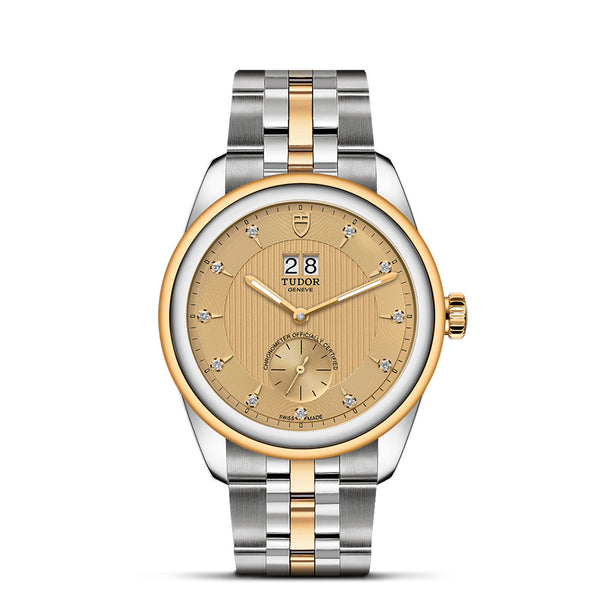 graziella Tudor Glamour Double Date Watch - M57103-0006 - 42mm steel case diamond set dial