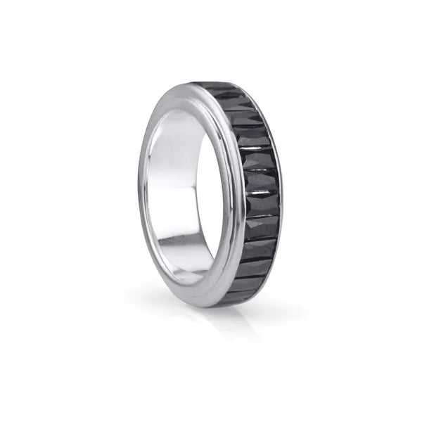graziella "Unity" Meditation Ring - Sterling Silver Black C.Z. Ring. Size 8