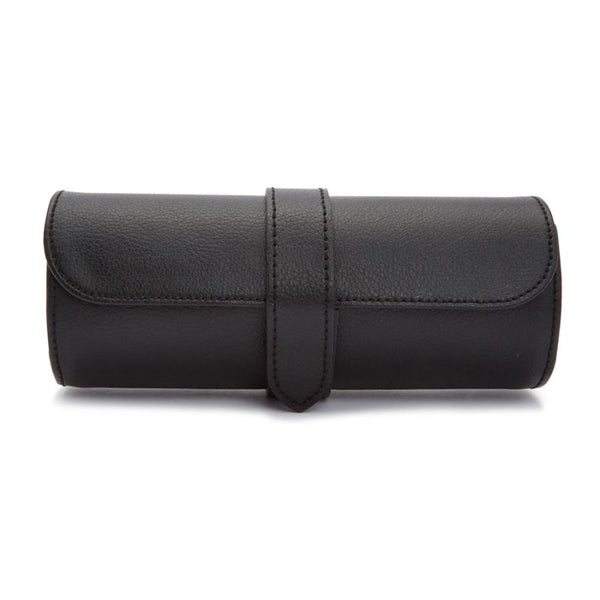 graziella WOLF Roadster Triple Watch Roll. Black Ebony