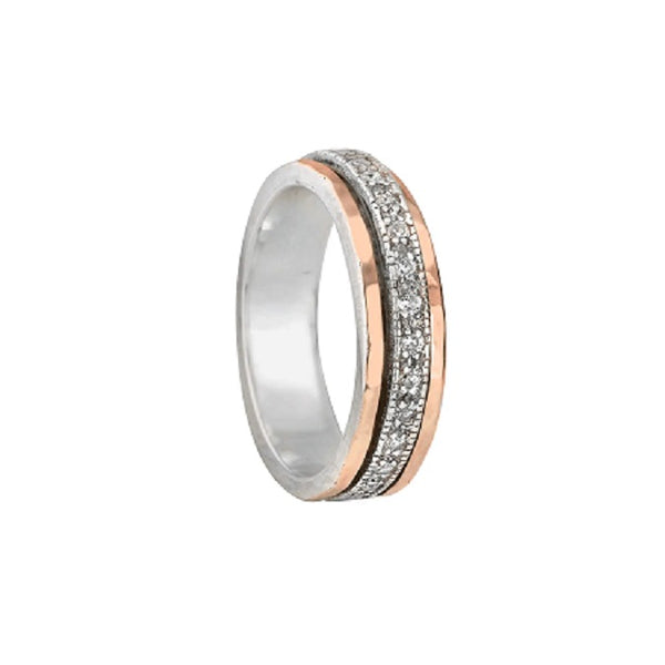 graziella Wonder Meditation Ring Sterling Silver 10KT Rose Gold C.Z. Size 8