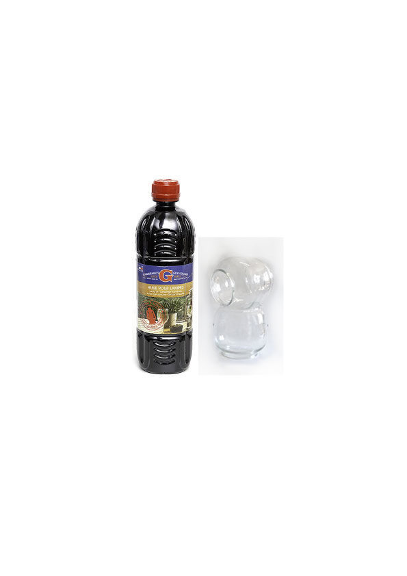 guillouard 2 verrines pour lampe Luciole +1 litre huile