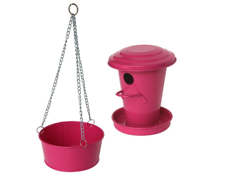 Guillouard Nichoir à Oiseaux Rose - Acier Galvanisé