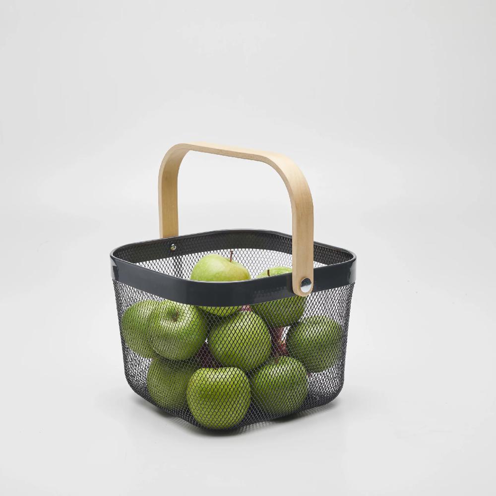 Guillouard Panier Métal 10L - Avec Anse En Bois - Gris