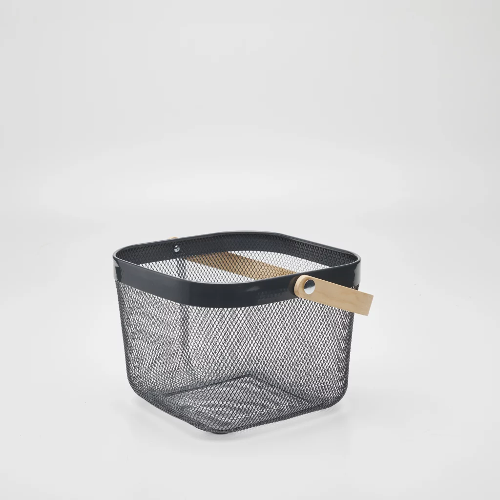 Guillouard Panier Métal 10L - Avec Anse En Bois - Gris