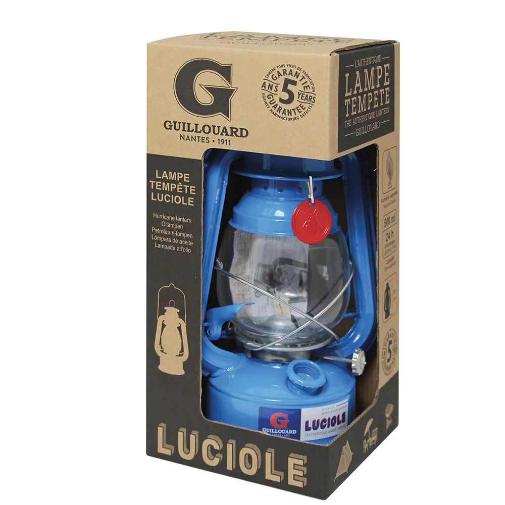 Guillouard Lampe Tempête "Luciole" - Bleu - Coffret Kraft