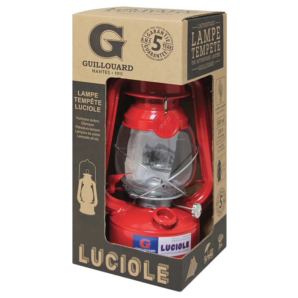 Guillouard Lampe Tempête "Luciole" - Cerise - Coffret Kraft