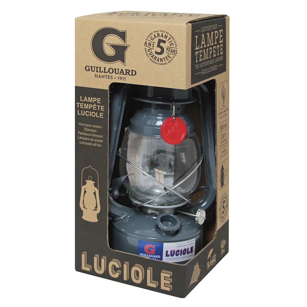Guillouard Lampe Tempête "Luciole" - Gris Anthracite - Coffret Kraft