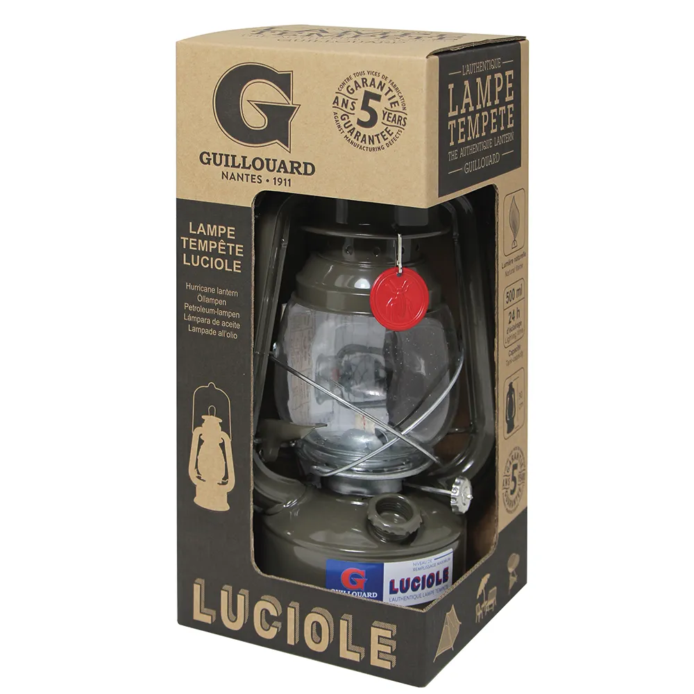 Guillouard Lampe Tempête "Luciole" - Taupe - Coffret Kraft