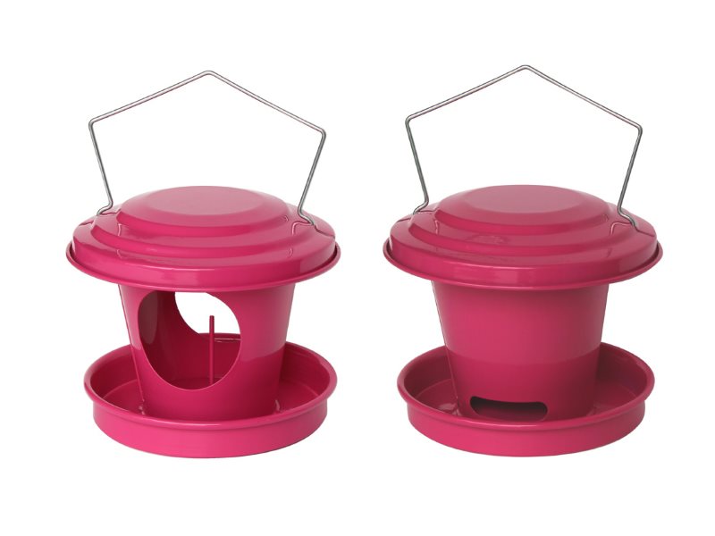Guillouard Mangeoire à Oiseaux Rose - Acier Galvanisé