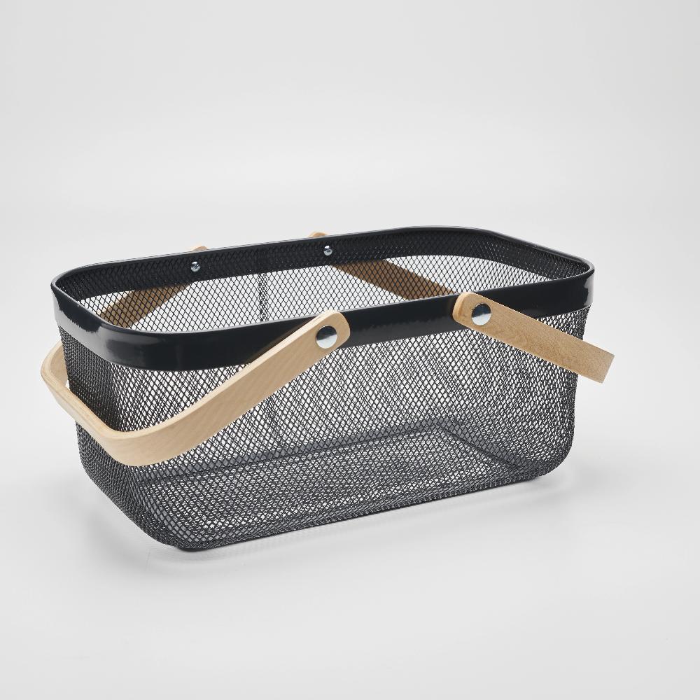 Guillouard Panier Métal 16L - Avec Anses En Bois - Gris