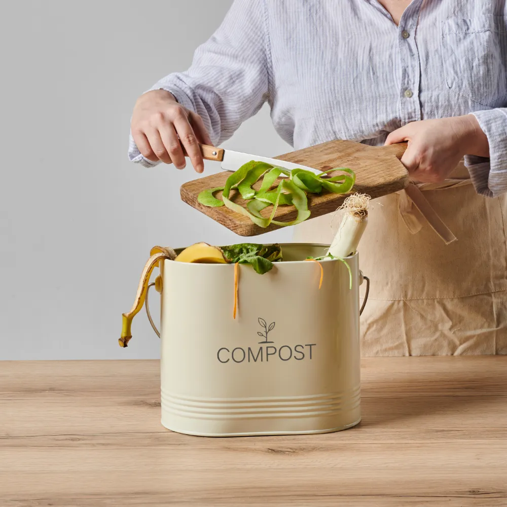 Guillouard Seau à Compost Ovale 3L - Avec Filtre - Beige