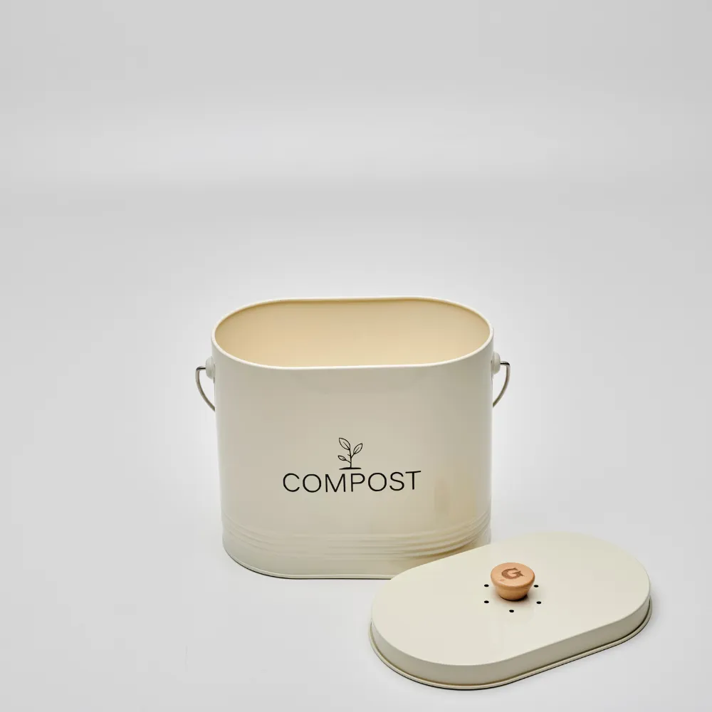 Guillouard Seau à Compost Ovale 3L - Avec Filtre - Beige