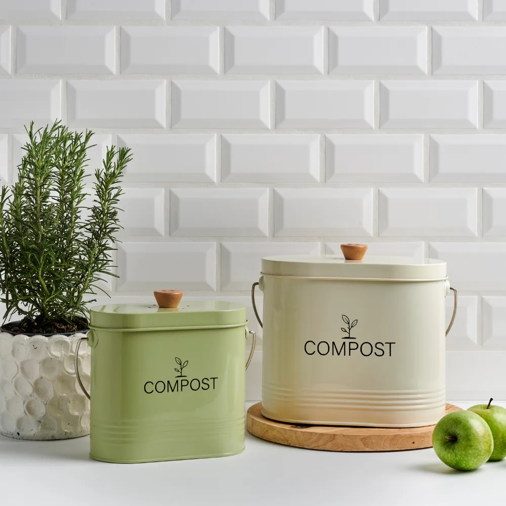 Guillouard Seau à Compost Ovale 3L - Avec Filtre - Beige