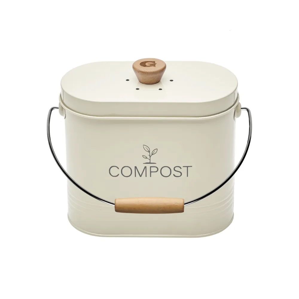 guillouard Seau à Compost Ovale 3L - Avec Filtre - Beige