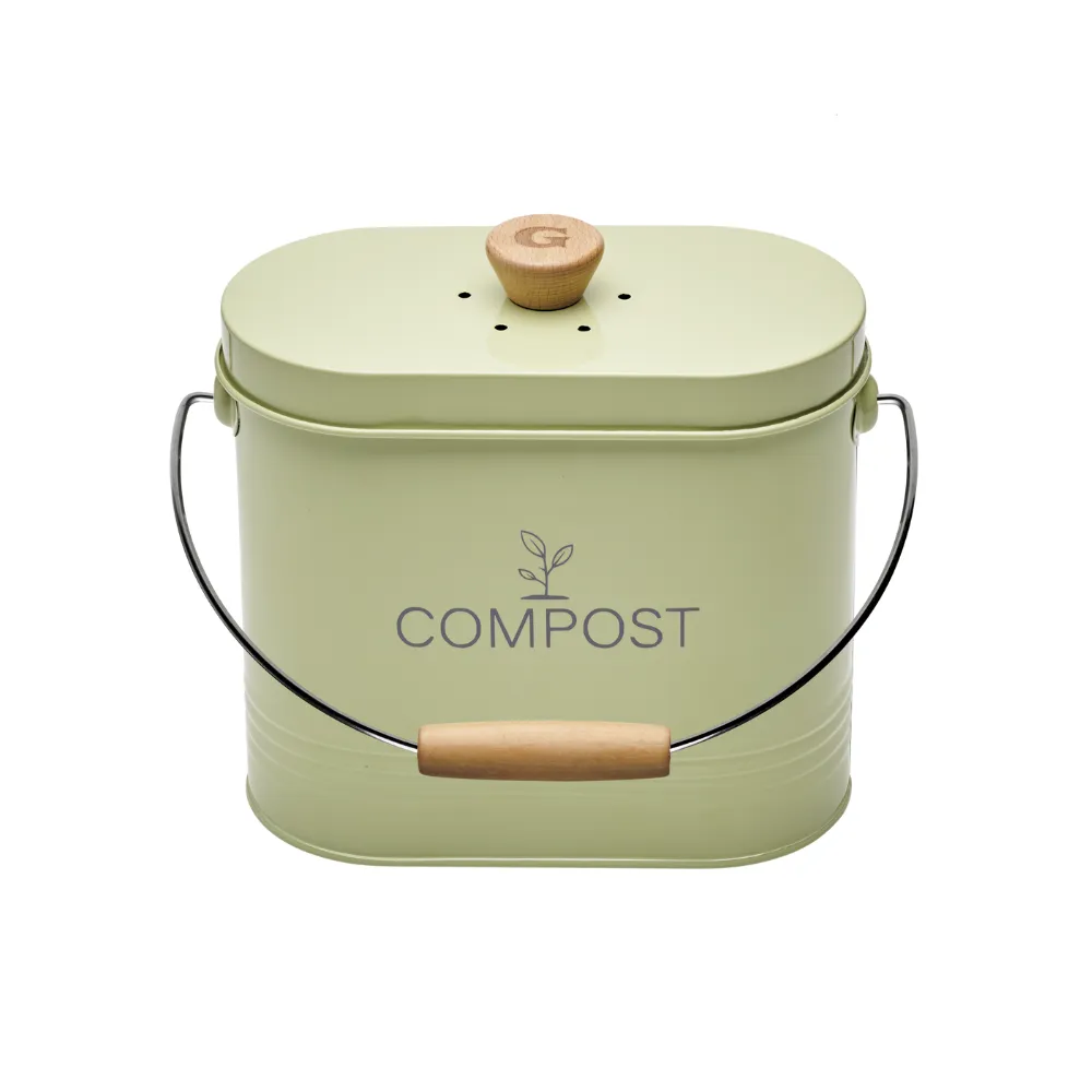 guillouard Seau à Compost Ovale 3L - Avec Filtre - Vert Sauge