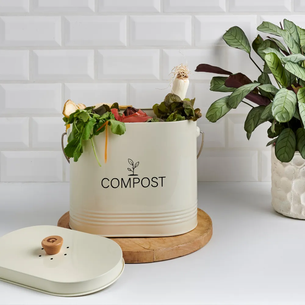 Guillouard Seau à Compost Ovale 7L - Avec Filtre - Beige