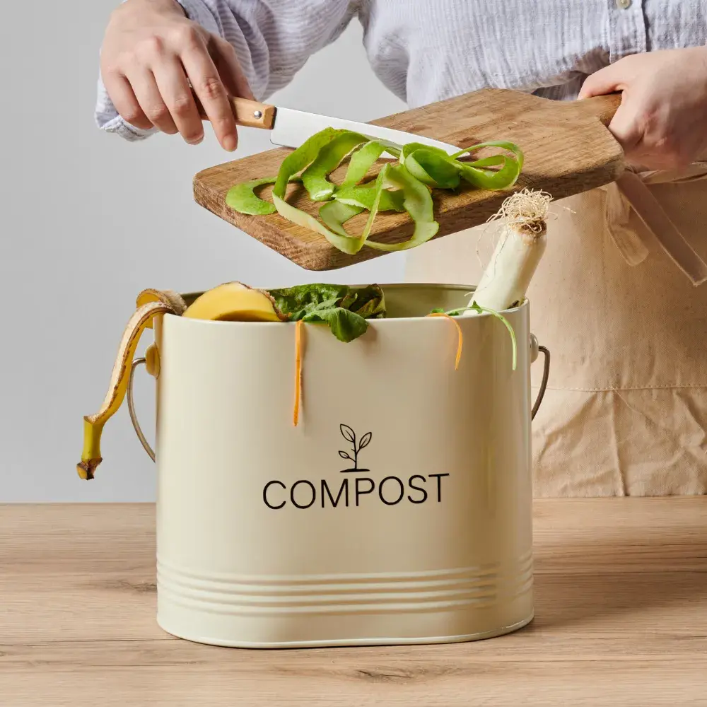 Guillouard Seau à Compost Ovale 7L - Avec Filtre - Beige