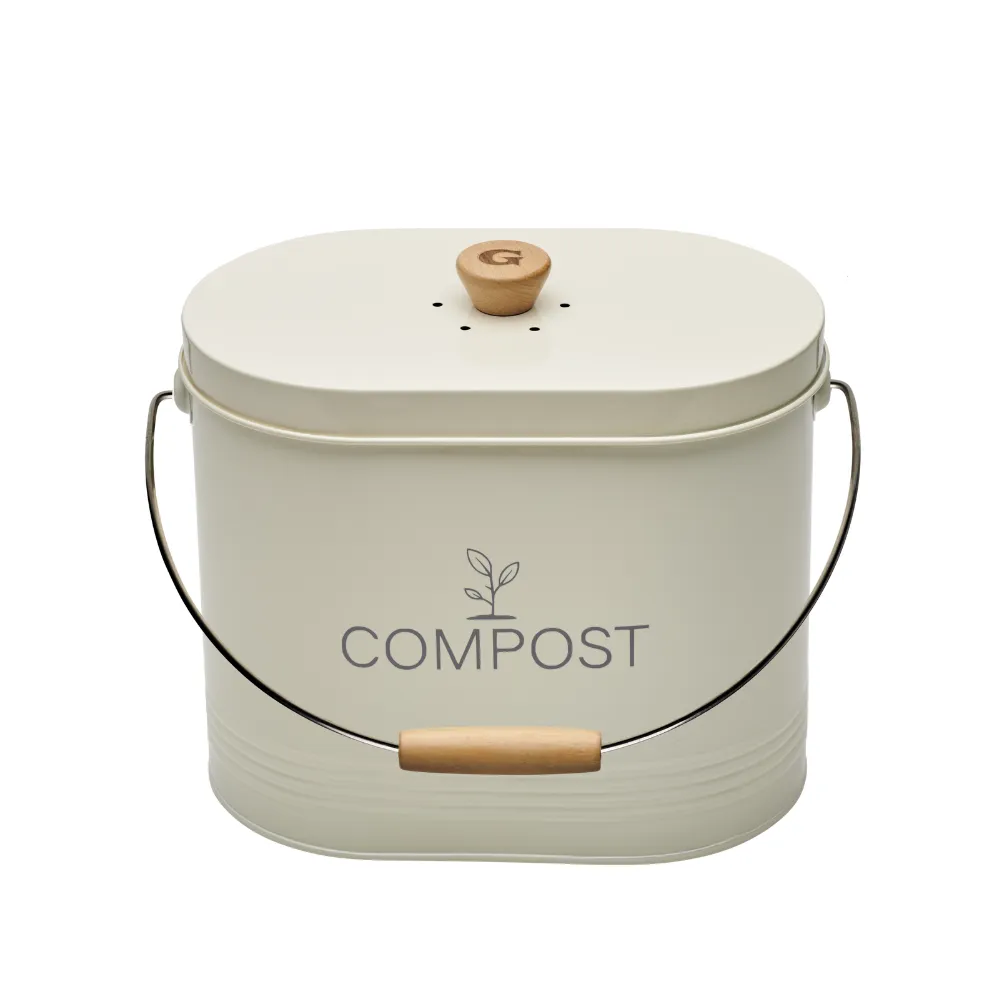 guillouard Seau à Compost Ovale 7L - Avec Filtre - Beige