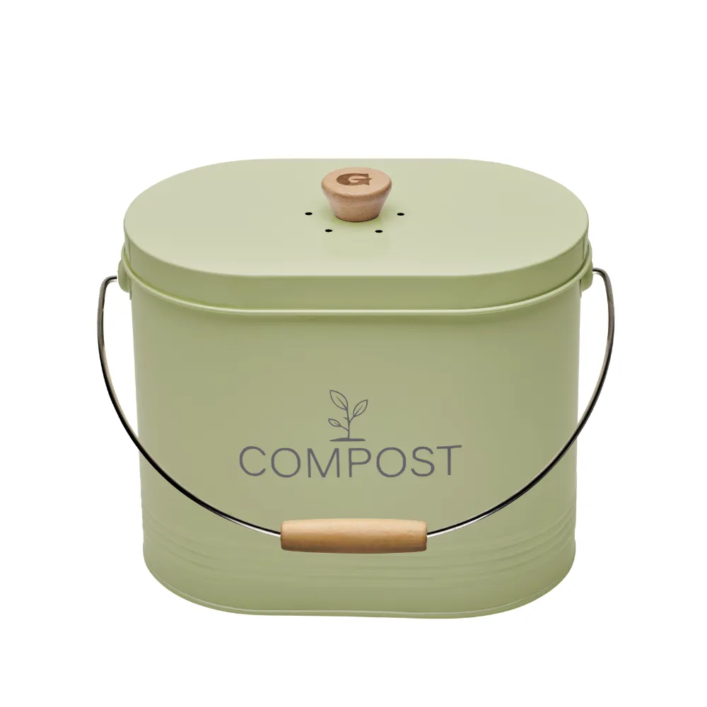 guillouard Seau à Compost Ovale 7L - Avec Filtre - Vert Sauge