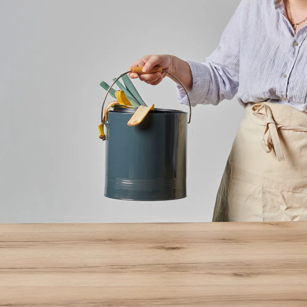 Guillouard Seau à Compost Rond 4.5L - Avec Filtre & Seau Plastique 3L - Gris