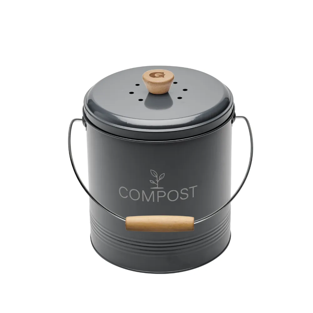guillouard Seau à Compost Rond 4.5L - Avec Filtre & Seau Plastique 3L - Gris