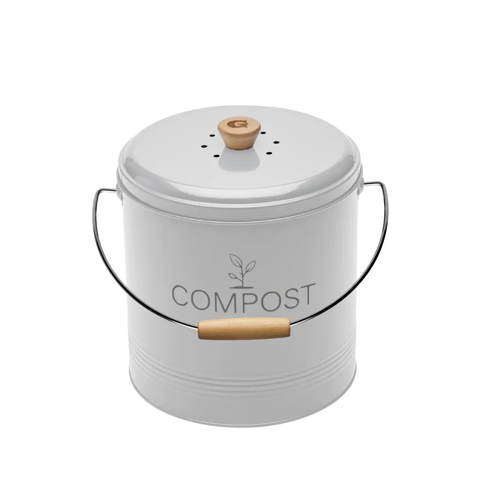guillouard Seau à Compost Rond 4.5L - Avec Filtre & Seau Plastique 3L - Blanc