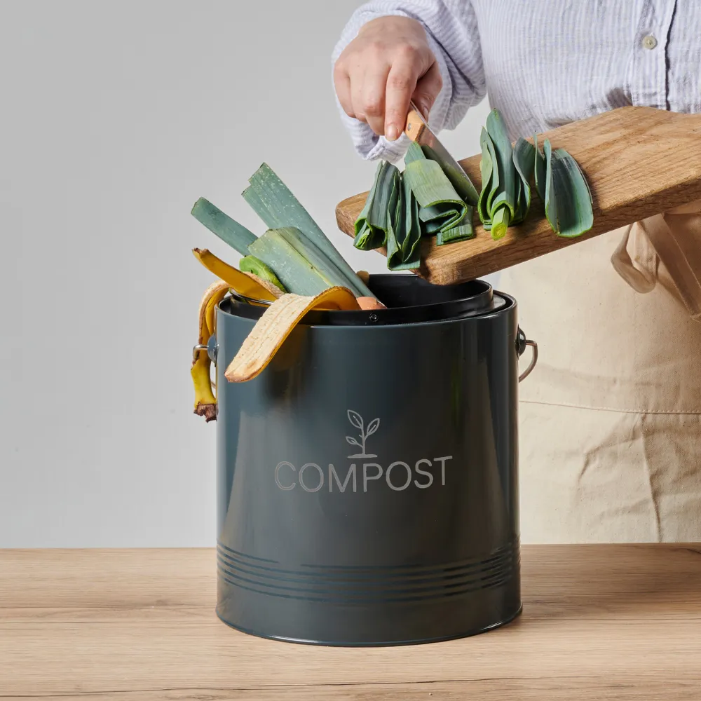 Guillouard Seau à Compost Rond 8L - Avec Filtre & Seau Plastique 4.5L - Gris