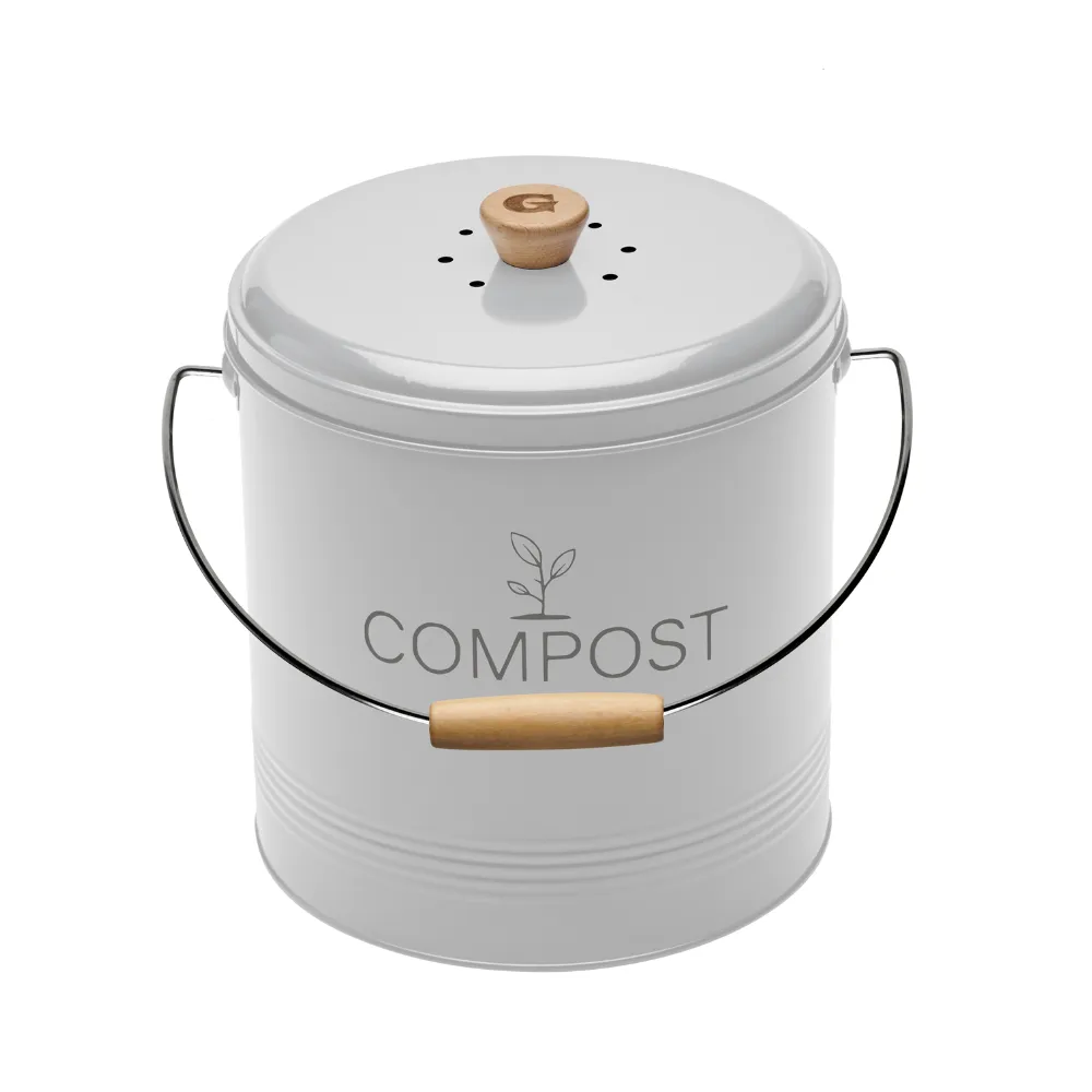guillouard Seau à Compost Rond 8L - Avec Filtre & Seau Plastique 4.5L - Blanc
