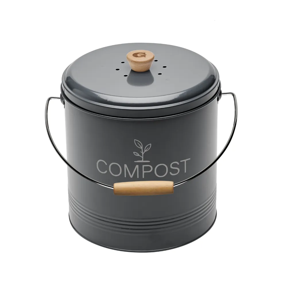 guillouard Seau à Compost Rond 8L - Avec Filtre & Seau Plastique 4.5L - Gris