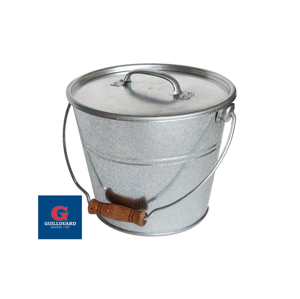 guillouard Seau avec couvercle en acier galvanisé avec poignée en bois - 5L