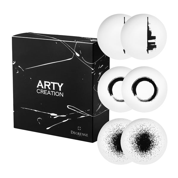 guy degrenne ARTY CREATION BLANC Coffret 6 assiettes à dessert 20 cm