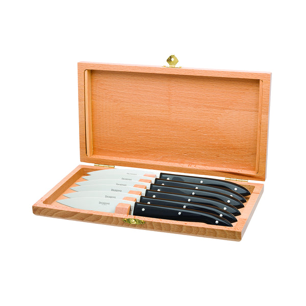 Guy Degrenne CAPUCIN TABLE NOIR Coffret 6 Couteaux à Steak