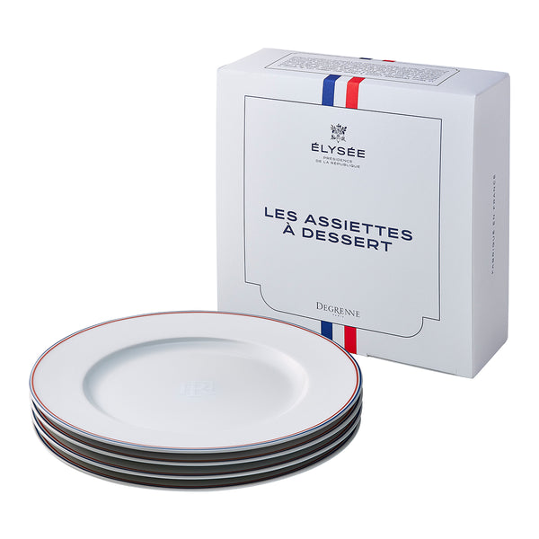 guy degrenne DEGRENNE ELYSEE Coffret 4 assiettes à dessert République française 22 cm
