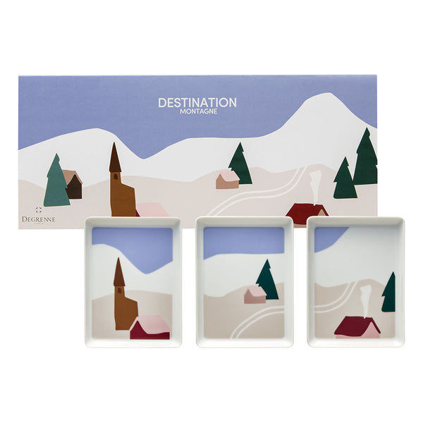 guy degrenne DESTINATION MONTAGNE Coffret 3 mini plats 16 x 12 cm