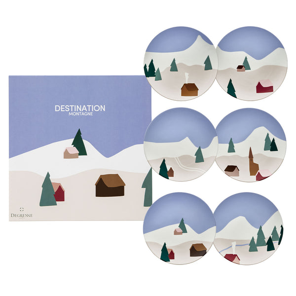 guy degrenne DESTINATION MONTAGNE Coffret 6 assiettes 23 cm