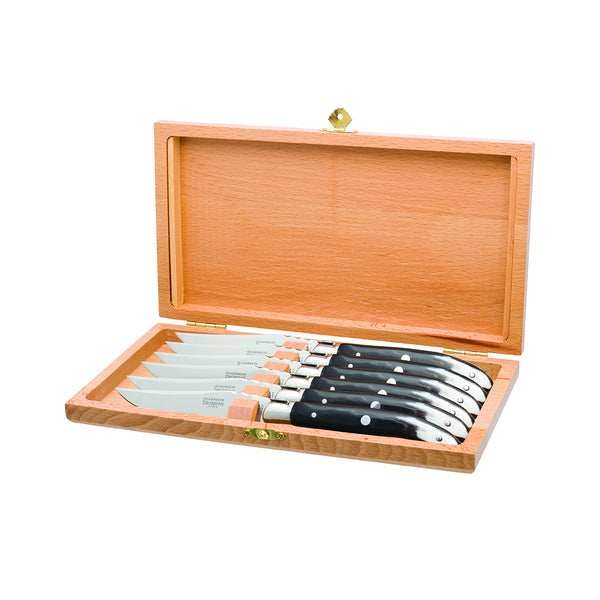 Guy Degrenne LAGUIOLE TABLE Coffret 6 Couteaux à Steak Corne Noire