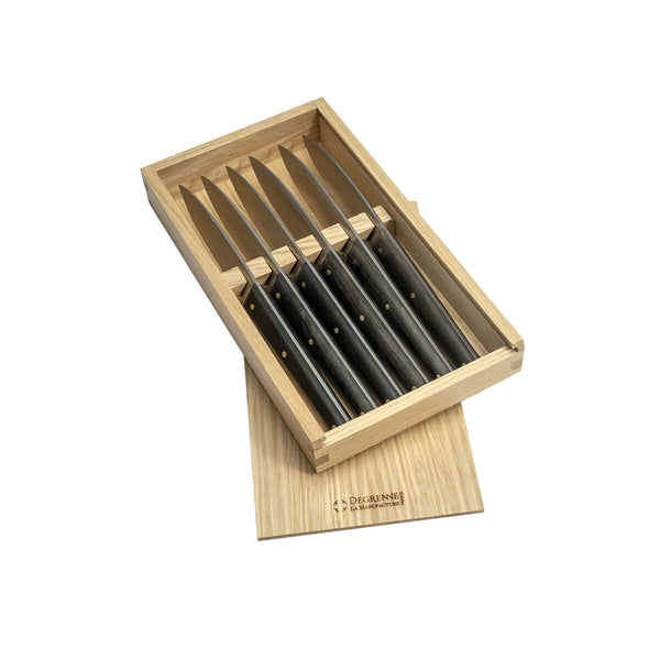 Guy Degrenne MIRAGE LES ESSENCES Coffret 6 Couteaux à Steak Manche ébène