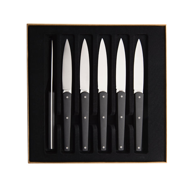 guy degrenne MIRAGE MIROIR ANTHRACITE Coffret 6 couteaux à steak
