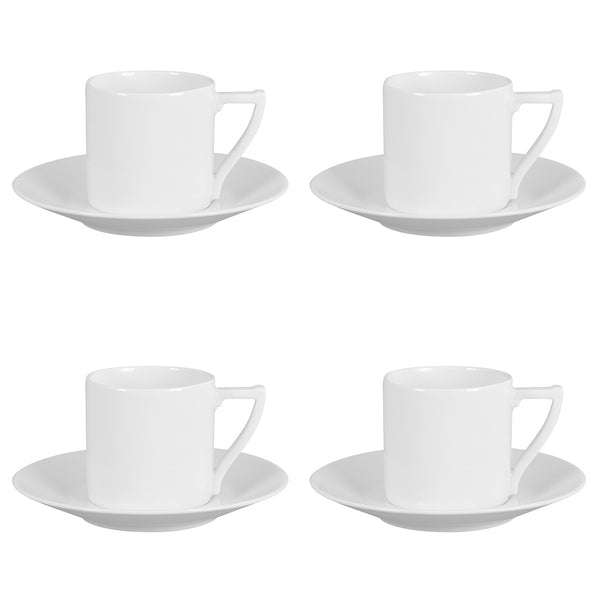 Guy Degrenne NEWPORT BLANC Coffret 4 Tasses Avec Soucoupes à Café/expresso