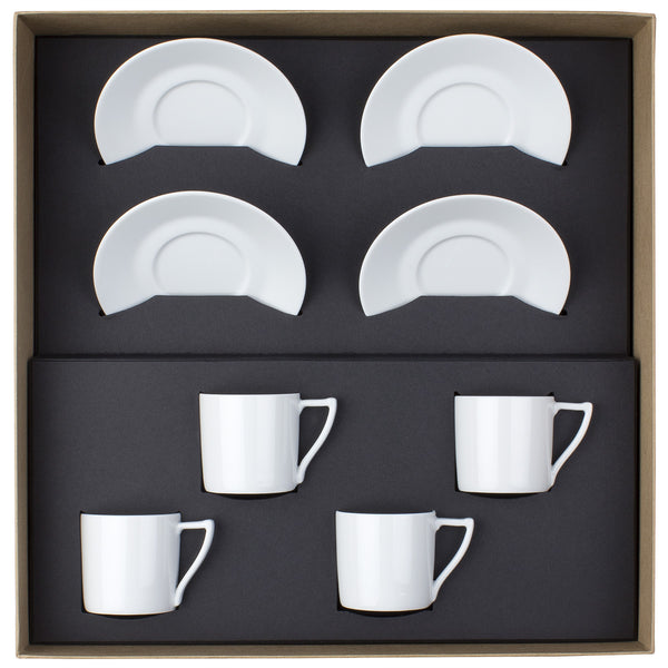 guy degrenne NEWPORT BLANC Coffret 4 tasses avec soucoupes à café/expresso